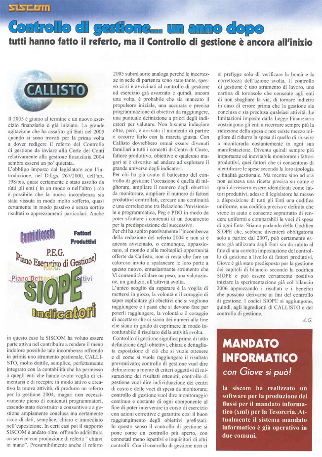 Controllo di gestione ... un anno dopo