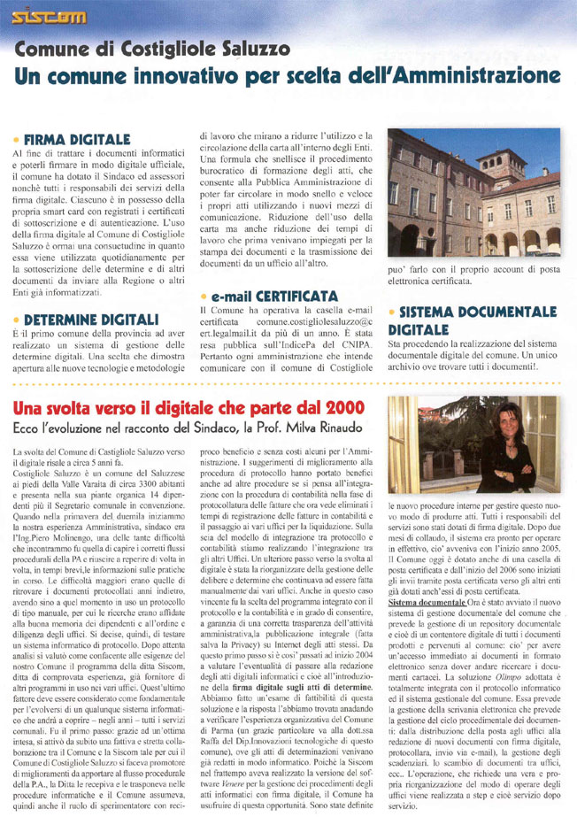 Comune di Costigliole Saluzzo: Un comune innovativo per scelta dell'Amministrazione
