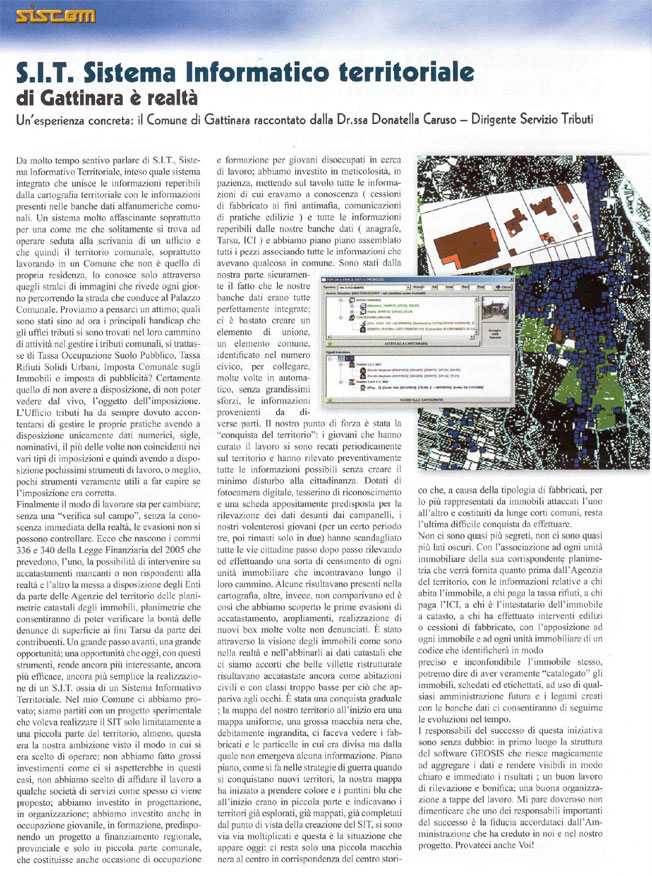S.I.T. Sistema Informatico territoriale di gattinara &egrave; realt&agrave;